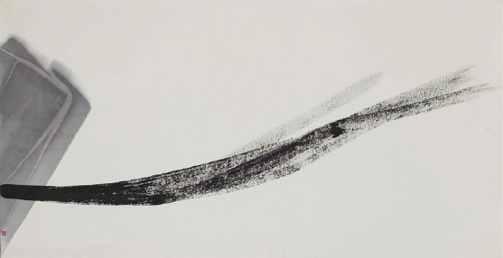 《静》　CALM / 900×1735mm / 墨、和紙　Sumi on Paper / 1973